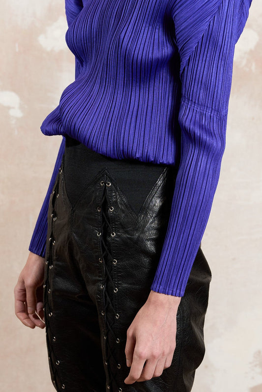 Issey Miyake Pleats Please electric purple high neck top, 2010