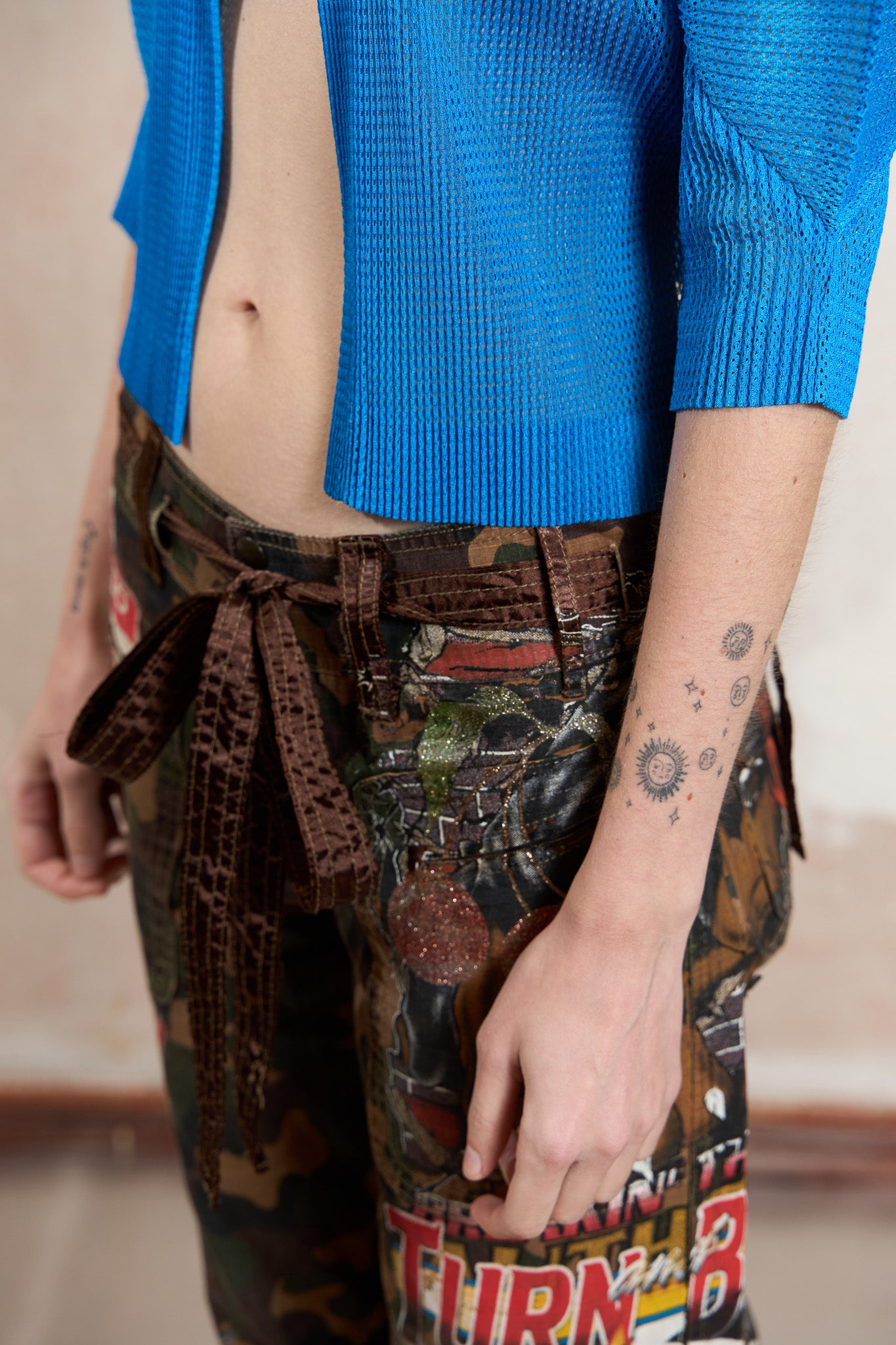 Issey Miyake Pleats Please blue sheer cropped blouse, 2015