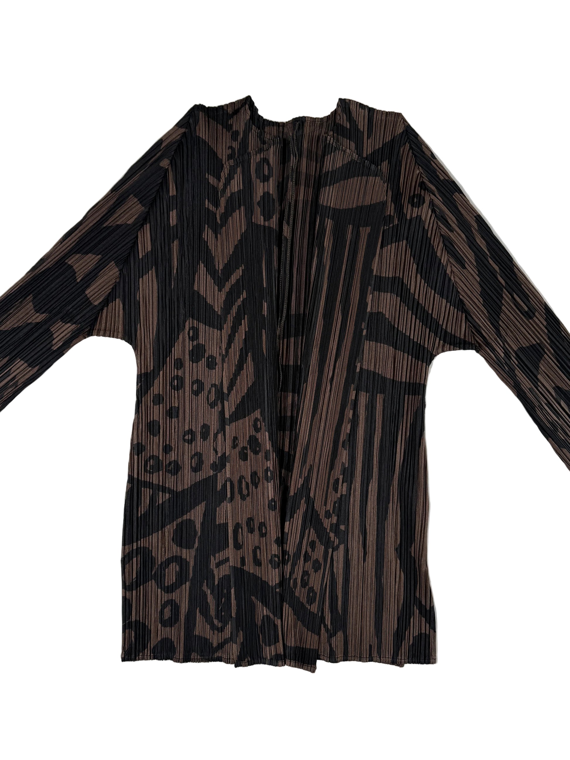 Issey Miyake Pleats Please black and brown print cardigan 2013