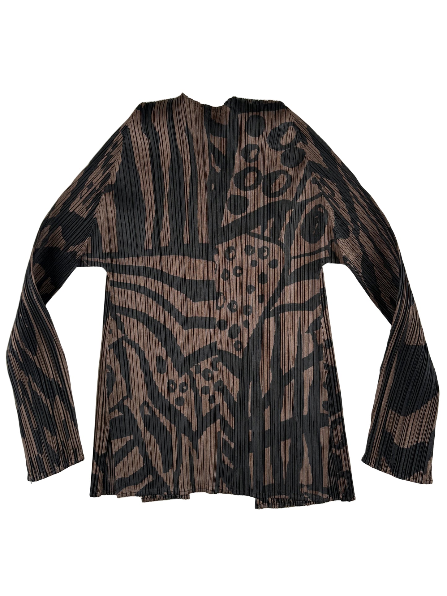 Issey Miyake Pleats Please black and brown print cardigan 2013