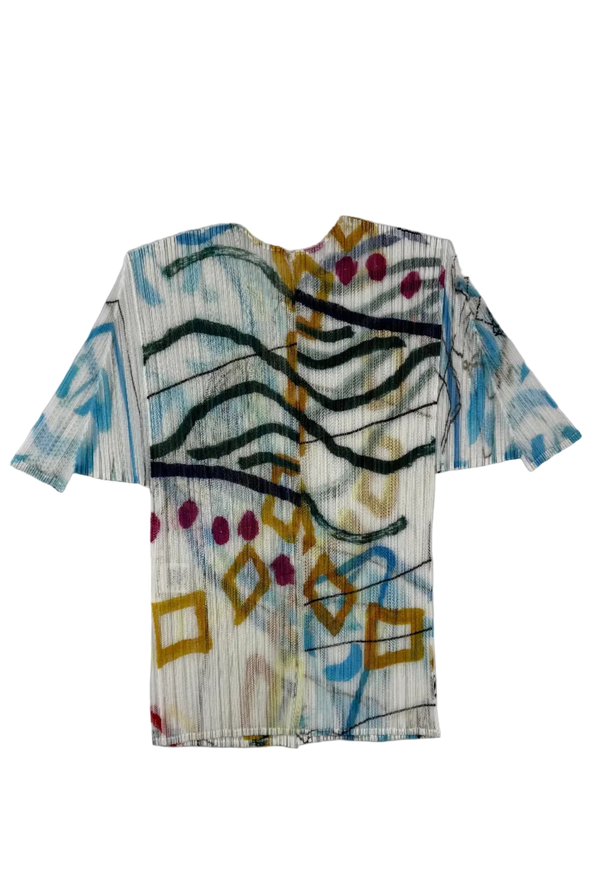 Issey Miyake Pleats Please white sheer blouse with graffiti pattern, 2012