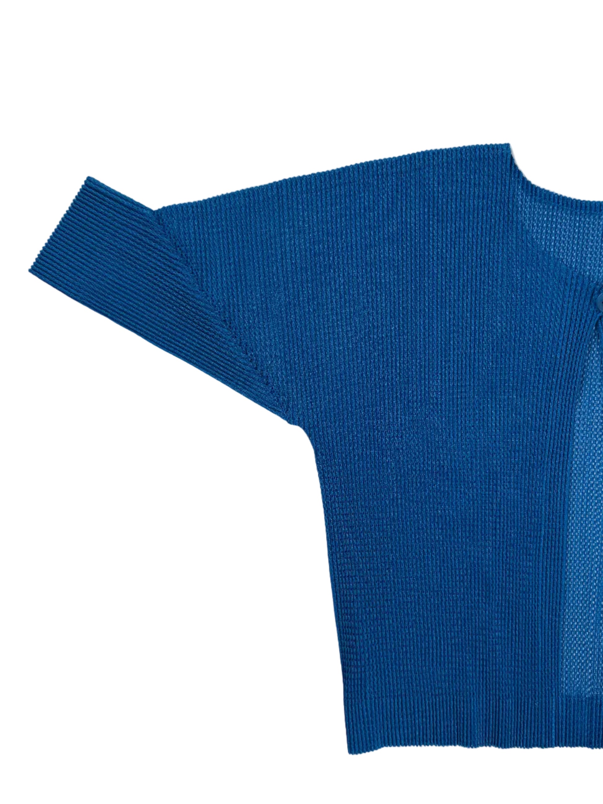 Issey Miyake Pleats Please blue sheer cropped blouse, 2015