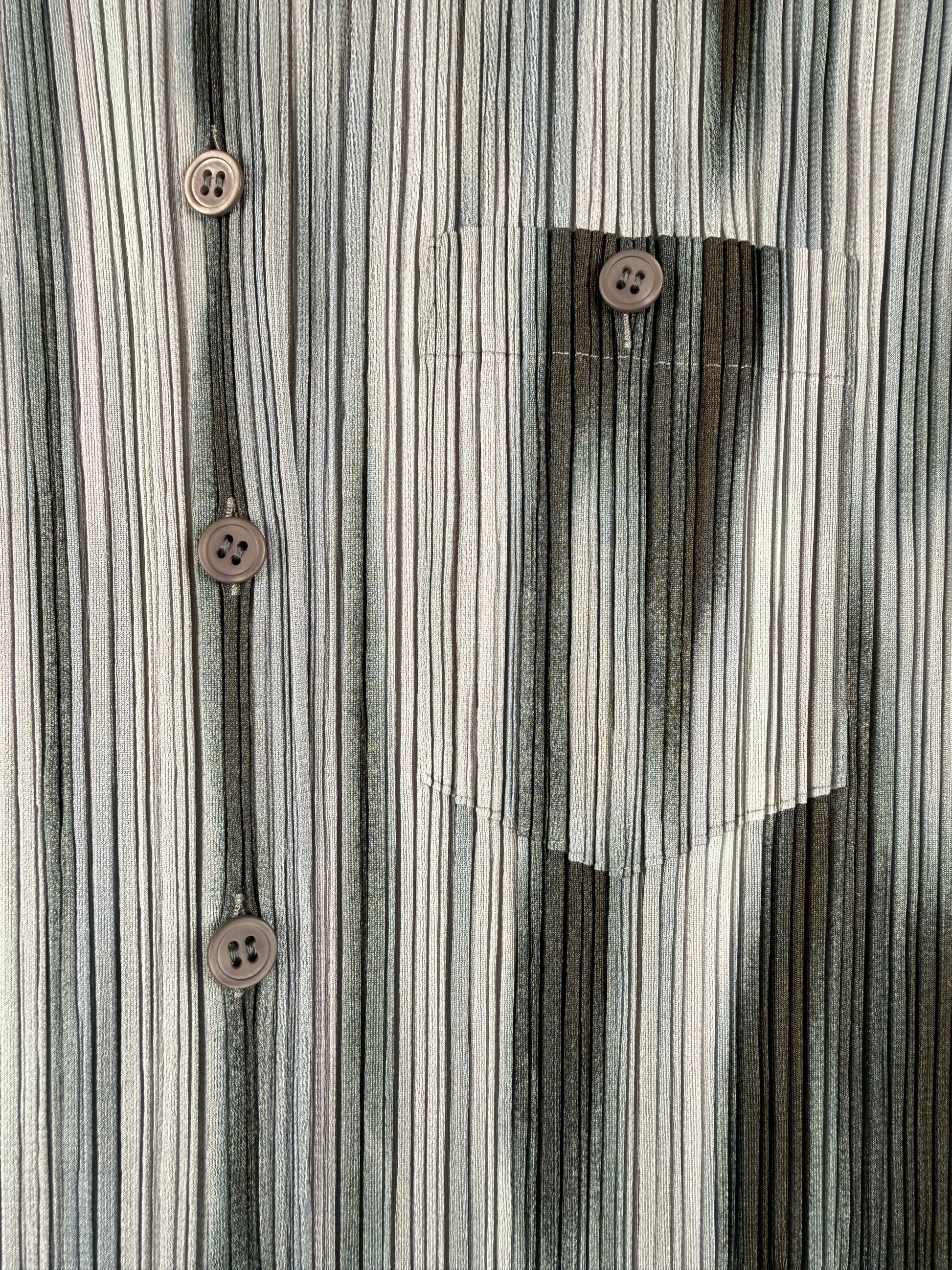 Issey Miyake Pleats Please gray strokes pattern blouse, 2015